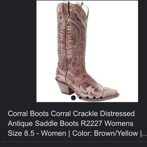 Corral crackle distressed antique saddle boots size 7